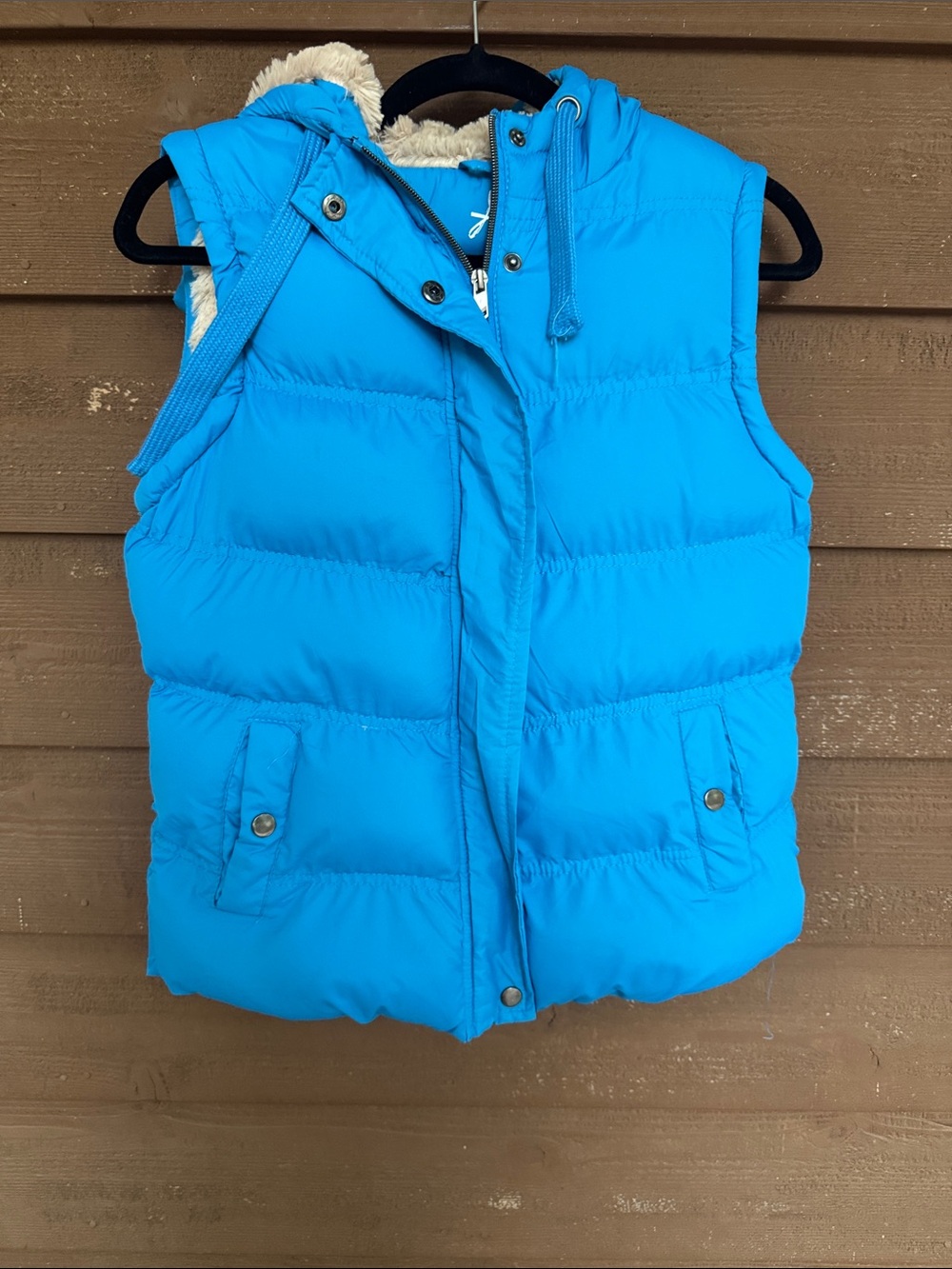 Atmosphere Bright Blue Puffer Fleece inside Vest with Hood UK 8